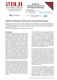 COVID-19: Aktuelles für Menschen mit Krebserkrankungen