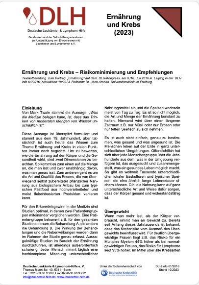 2023 DLH Ernaehrung und Krebs Risikominimierung und Empfehlungen